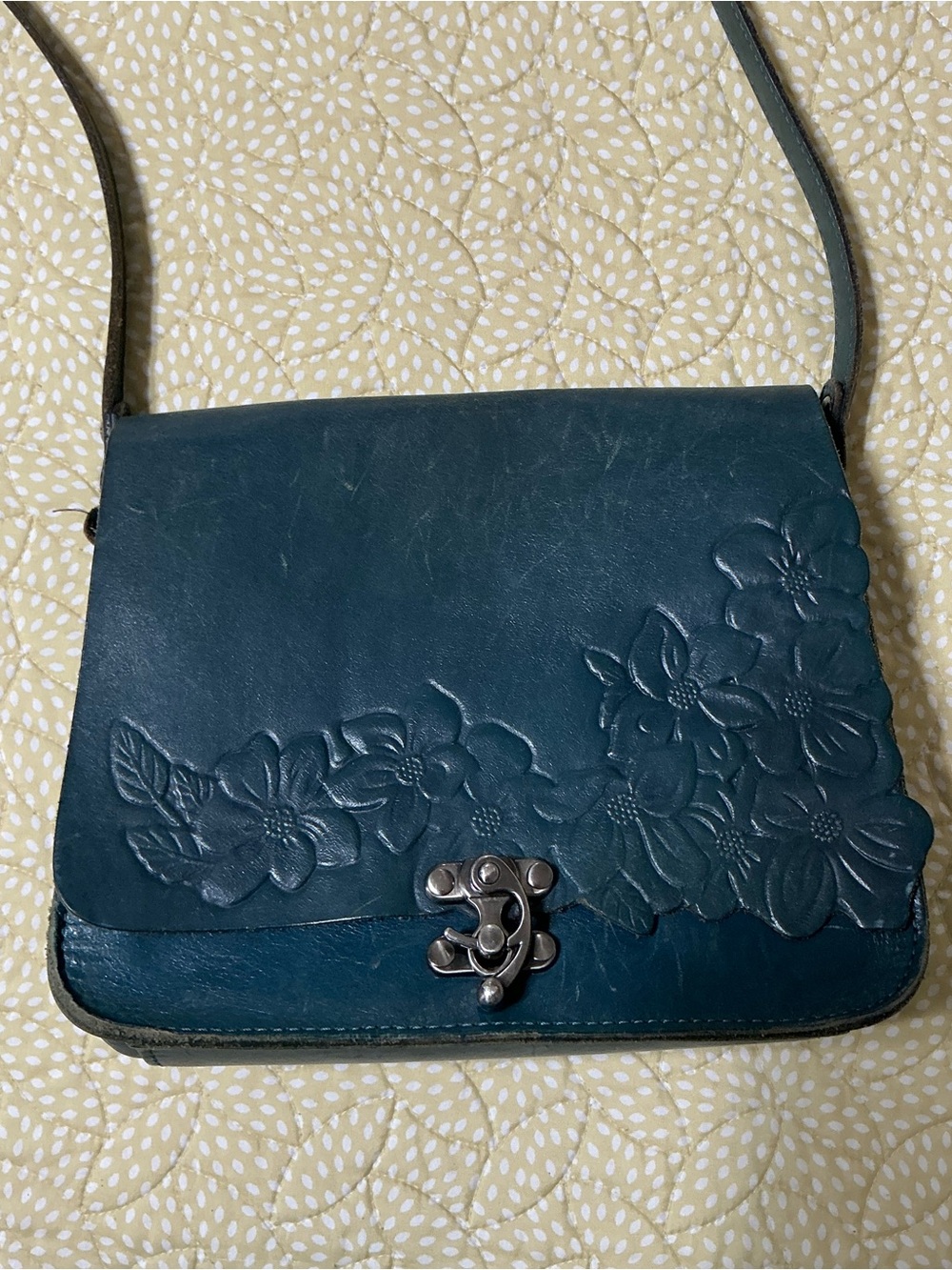 Patricia Nash Cecina Flap Crossbody bag featuring floral embossed Italian leathe